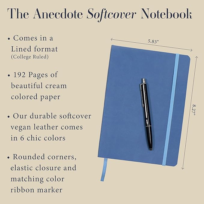 Softcover Ruled Journal with Thick 80 gsm Lined Cream Paper A5 size (8.3 inches x 5.4 inches) - Daily Writing Notebook Journal for Travel, School and Office Use - Diary Journal for Women and Men - French Blue