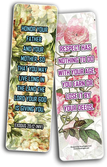NewEights Famous Verses and Quotes on Respect (12-Pack) – Daily Motivational Card Set – Collection Set Book Page Clippers – Ideal for Church Events