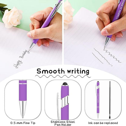 Zonon 12 Pieces Inspirational Pens Bulk Easter Basket Stuffers Motivational Quotes Ballpoint Pens with Stylus Tip Inspirational Gifts for School Office Teachers(Assorted Color,Motivational Style)