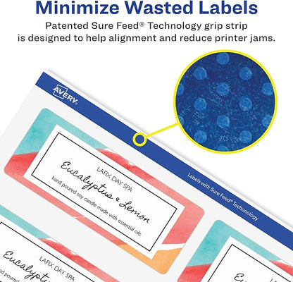 Avery Address Labels with Sure Feed and Easy Peel Technology, Glossy White Labels, 1" x 2-5/8", Permanent, Laser/Inkjet, 750 Glossy Labels (6526)