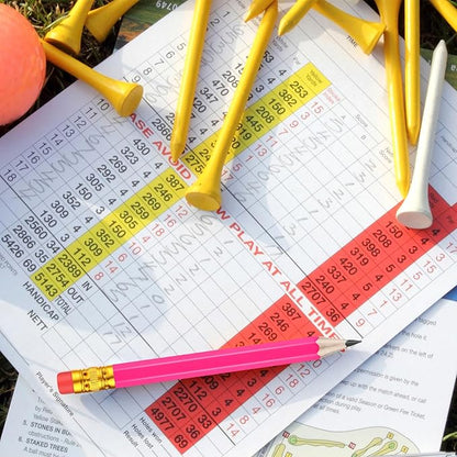 Chivao 288 Pieces Golf Mini Pencils Bulk with Eraser #2 HB Golf Short Pre Sharpened Pencils for Party Favors Office Supplies 4 Inch(Rose Red)
