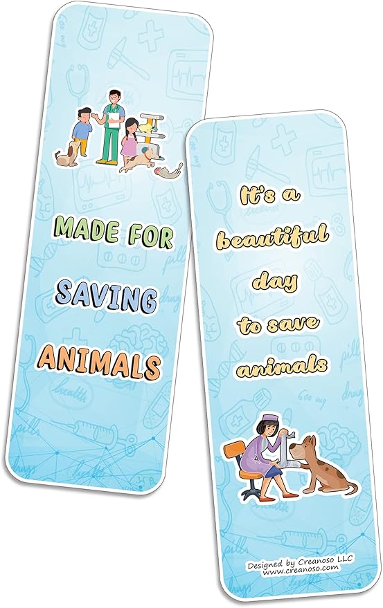 Creanoso Inspiring Vet Bookmarks (10-Sets x 6 Cards) – Daily Inspirational Card Set – Interesting Book Page Clippers – Great Rewards for Adults and Professionals