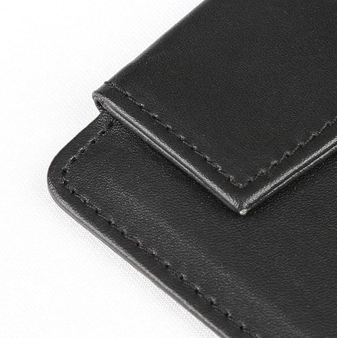 PU Leather Clipboard 8.6" X 4.7" - A6 Long File Clip Folder Document Organizer Writing Pad Office Business Card Holder - Magnetic Conference Pad with Pen Holder - Black