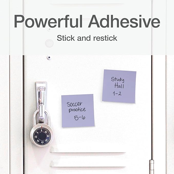 Redi-Tag Sticky Notes, Power Stick Notes, Adhesive Reminders, 3" x 3" Reusable Notes, Strong Adhesive Memos, Assorted Bright Colors, 12 Pack (1000976)
