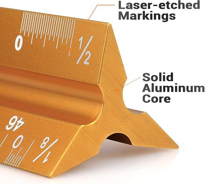 12" Architectural Scale Ruler Aluminum Architect Scale Triangular Scale Ruler for Architects, Draftsman, Students and Engineers, Golden