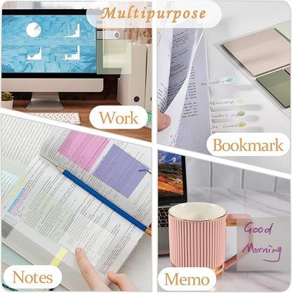 BAYTORY 700 Sheets Transparent Sticky Notes, Clear Bright Waterproof 3 x 3 inch See Through Memo Pad, Self-Adhesive Translucent Writable Index Tabs for Annotating Book, Office & School Study Supplies