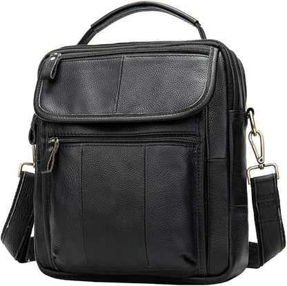 Hebetag Small Leather Sling Shoulder Bag Messenger Pack for Men Women Outdoor Travel Business