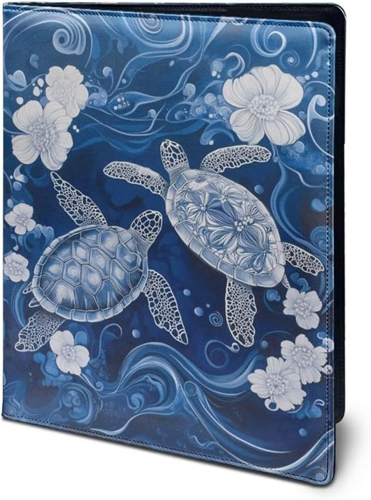 Cozeyat Floral Sea Turtle Clipboard Folder Portfolio, A4 Leather Padfolio Clipboard, Business Portfolio Clipboard Folder Professional Portfolio for Interview Resume Office Conference
