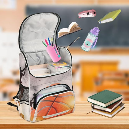 Basketball Backpack with Reflective Strip for Kids Boys Girls Elementary School Bag Removable Chest Strap