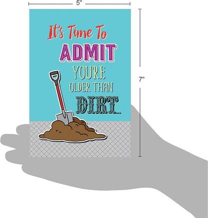 NobleWorks - Funny Happy Birthday Card with Envelope - Congrats Greeting Card for Elderly, Birthday Fun - Older than Dirt C6879BDG