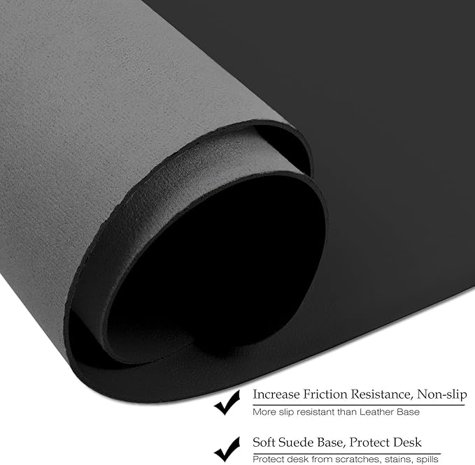 ‎Boutilon Leather Desk Pad 35"x 17" Non-Slip Mouse Pad,Office Desk Mat,Waterprooft PU Leather Desk Blotter,Desk Pad Protector,Desk Writing Pad for Home Office Decor (L-Black,35"x 17")