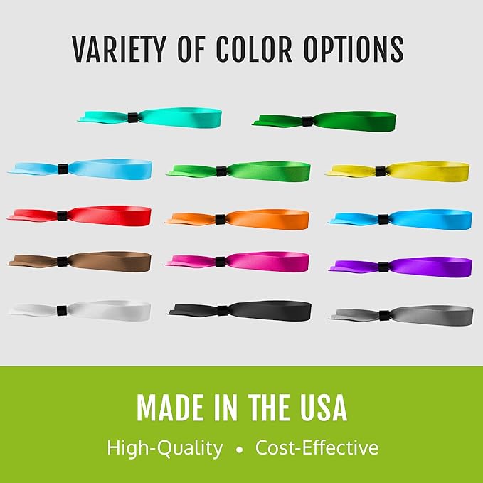 100 WristCo Cloth Event Wristbands - Silver Fabric Bracelets Wrist Bands for Concerts Festival Admission Party 13 ½” x ½”