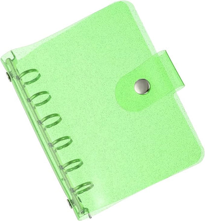 PATIKIL A7 Clear Binder Cover, Soft PVC Bling Loose Leaf Binder Protector Refillable Notebook Shell with Snap Button Closure for DIY Meeting Notebook Folder, Green