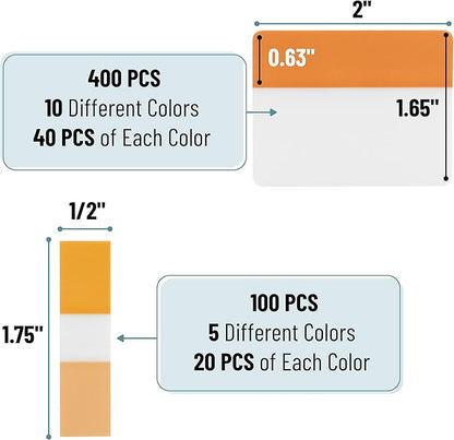 Mr. Pen- Sticky Index Tabs, 500 Pcs, 21 Sets, Colorful Sticky Tabs for Notebooks, Page Markers, Page Tabs for Binders, Page Tabs Sticky Tabs for Books, Notebook Tabs, Book Sticky Tabs for Notebooks