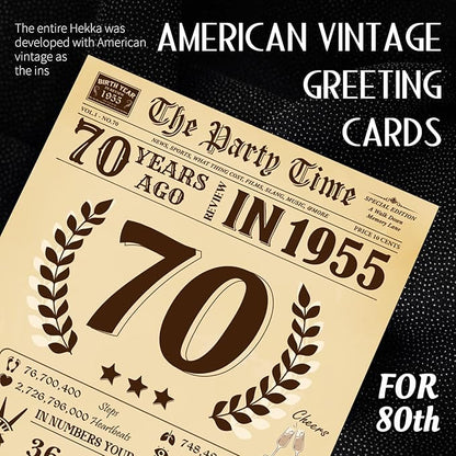 Funny 70th Birthday Card for Women Men, 3D Pop Up 70th Birthday Decorations for Her Him, Happy 70th Birthday Gifts for Grandma Grandpa, Jumbo 70 Year Old Birthday Card, Review of 1955, Classy (8"x10")