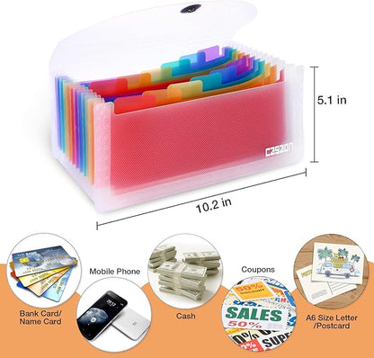 2 Pack 13-Pockets Expanding Accordion File Folder Mini Organizer Wallet for Storage Invoice/Receipt/Cards/Coupon/Tickets