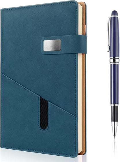 A5 Blank Journal Notebook, Refillable Hardcover Leather Sketchbook with Pocket and Magnetic Buckle, 240 Pages Thick Travel Sketchbooks for Drawing and Writing, 80gsm Unlined Journal for Men and Women