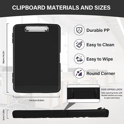 Clipboard with Storage, High Capacity Clip Boards 8.5x11 with Storage, Plastic Nursing Clipboard Folder with Pen Holder, Heavy Duty Storage Clipboard with Low Profile Clip for School & Office