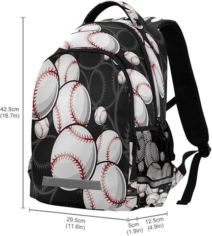 AUUXVA Sport Ball Baseball Theme Backpack School Bookbag Laptop Purse Casual Daypack for Teen Girls Women Boys Men College Travel