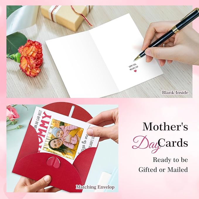 FaCraft Happy First Mothers Day Cards for New Mom First Time Mom Pregnancy From Bump Baby Boy Girl, 4 x 6, with Photo Insert, Gift Card with Envelope