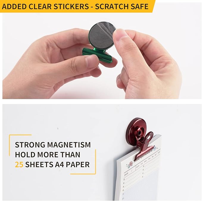 VNDUEEY 20 Pack White Magnetic Clips Fridge Magnet Clips, Whiteboard Clip Magnets Fridge Magnetic Clips, Magnetic Clips for Refrigerator, Strong Magnets with Clips for Whiteboard on Home Office