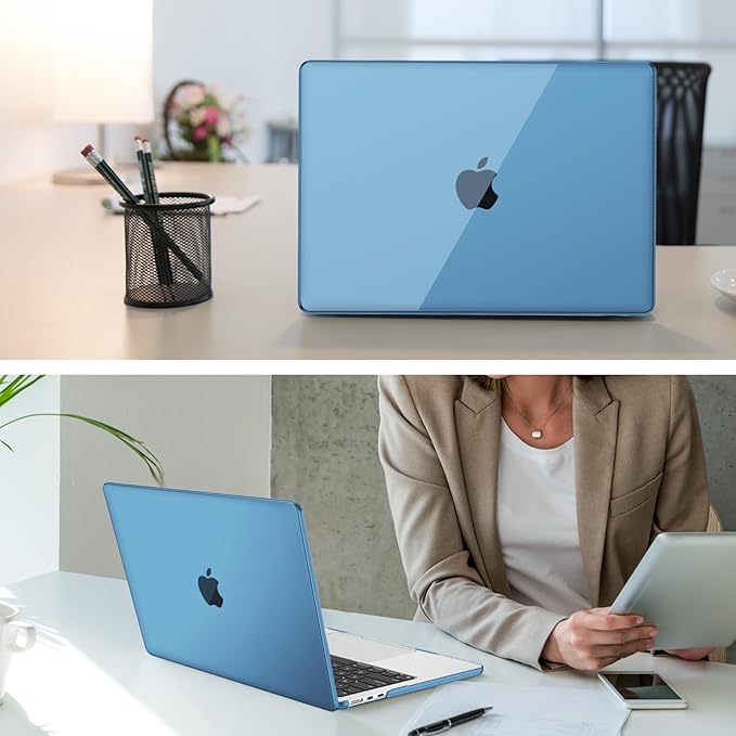 Fintie Case for MacBook Air 13.6 Inch A3113 A2681 (2022 2023 2024 Release) - Snap On Hard Shell Cover for MacBook Air 13.6" M2 M3 Chip with Liquid Retina Display and Touch ID (Crystal Ocean Blue)