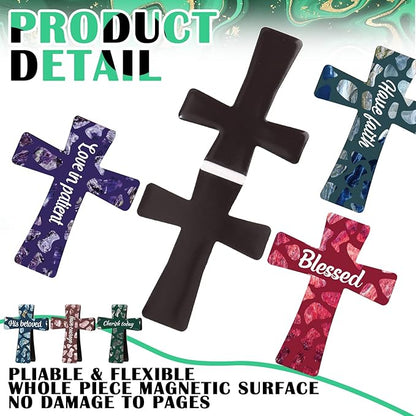 48 Pcs Magnetic Bookmarks Christmas Bible Gift Christian Scripture Inspirational Book Marks Bible Verse Cross Bookmark Magnetic Page Clips for Women Men School Reading Gifts(Marble Style)