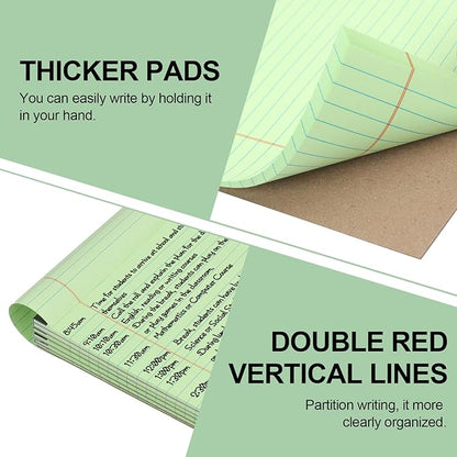Utron 6 PCS Small Legal Pads 5x8 Green, Narrow Ruled Small Note Pads 5x8, Micro Perforated Writing Pad, College Ruled Legal Notepads 5x8 for Study, Office, To-Do Lists(30 Sheets/Small Notepad)