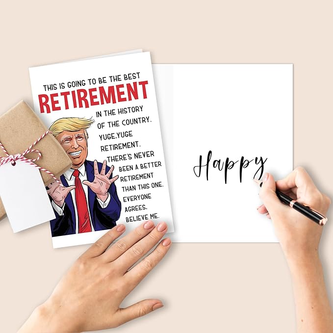 Best Trump Retirement Gifts for Woman Men, Funny Coworker Colleague Retirement Card, Happy Leaving Card for Retired Boss Teacher Friend Family