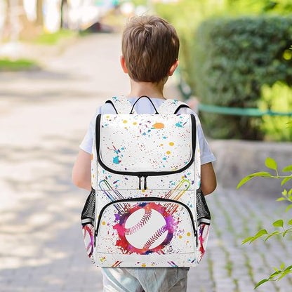 Baseball Ball Backpack with Reflective Strip for Kids Boys Girls Elementary School Bag Removable Chest Stra