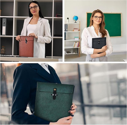 Green Leather File Folder Letter Size, File Organizer, Important Document Folder, Document Organizer, Laptop Sleeve Notebook Case, Leather Folder Paper Storage, A4 Envelopes Filing Folder
