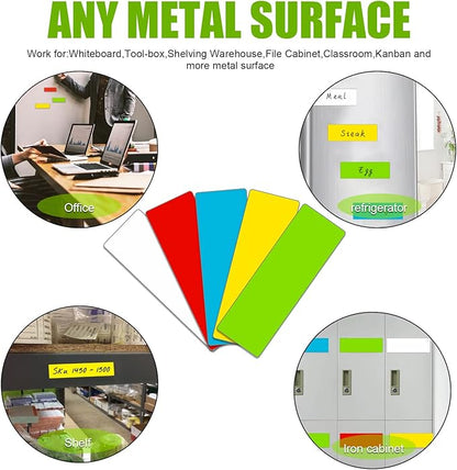 Dry Erase Magnetic Labels (1x3,Pack of 60),Write On Magnets Sticker,Waterproof/Reusable for Classroom&Office&Cabinet&whiteboard&Fridge&More (Blue)