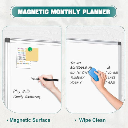 Double-Sided Magnetic White Board, 20"x30" Dry Erase Whiteboard for Wall with Aluminum Frame Presentation Board for School, Office and Home