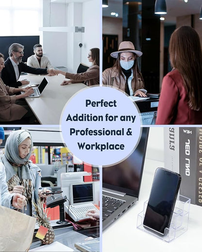 Uniclife 2 Pack Acrylic Business Card Holder for Desk 3 Slots Clear Business Card Display Stand for Men & Women Desktop Business Card Organizer Card Stand for Office Home Exhibition, 180 Card Capacity