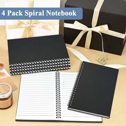 GINMLYDA 4Pack Small Spiral Notebook A5, 8.25x5.5” 120 Lined Pages Wide Ruled Spiral Journal Bulk Blank Kraft Cover Spiral Bound Notebook & Writing Pads for Home Office Meeting Work Note Taking