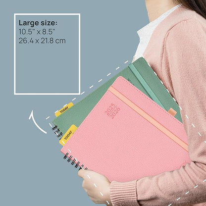 POPRUN Planner 2025-2026, Horizontal Weekly Notebook Jul.25-Jun.26 (Large 8.5''x 10.5''), Academic Calendar Book with Monthly Tabs, Spiral Soft Cover, Inner Pocket, 100 GSM - Lavender