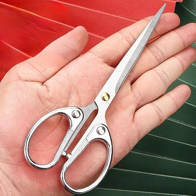 6.3" All Stainless Steel Office Scissors,Ultra Sharp Blade Shears,Sturdy Sharp Scissors for Office Home School Sewing Fabric Craft DIY Multipurpose Scissors Sliver