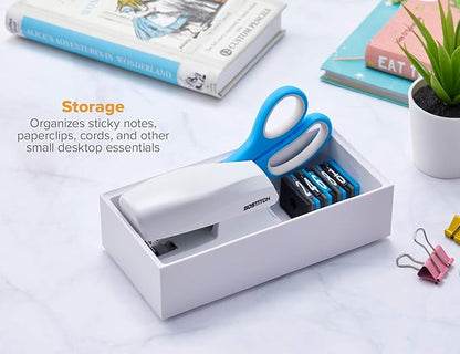 Bostitch Office Konnect Desk Organizer Accessory Tray, Wide, Stacks for Desktop Storage, White (Pack of 2)