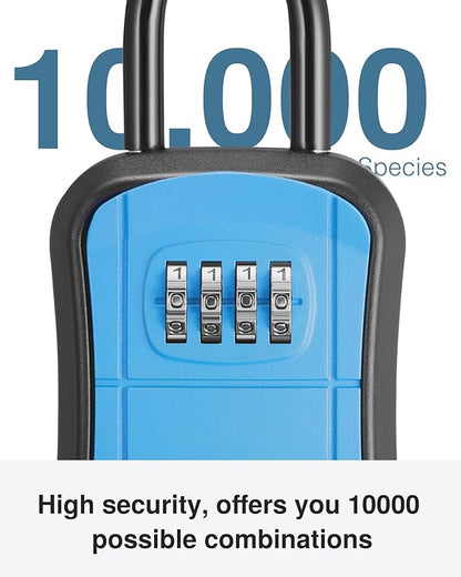 Puroma Key Lock Box, Portable Combination Lockbox Wall-Mounted Key Storage Box for House Keys, Resettable Code Safe Security Lock Box for Home, Office, Apartment Spare Key Storage (1 Pack, Blue)