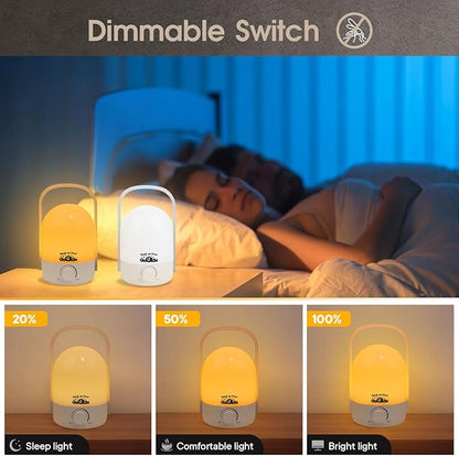 Rechargeable Lamp 1200mAh Small Bedside Rechargeable Lanterns Dimmable Led Cordless Tent Light Holiday Gifts Work,White B