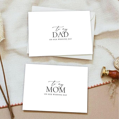 Set of 2 Wedding Day Card for Parents, To My Dad and Mom On Our Wedding Day, Parents Of The Bride/Groom Gifts.（Dad/Mom A）