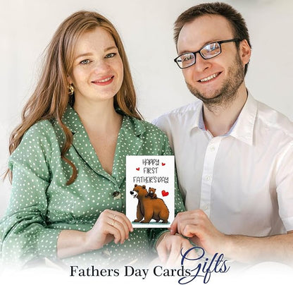 FaCraft Happy First Fathers Day Card for New Dad Dad to Be Expecting Fathers, 4 x 6 Happy 1st Fathers Day Gift Card with Envelope from Wife Daughter Son Baby Boy Girl(Baby Bear)
