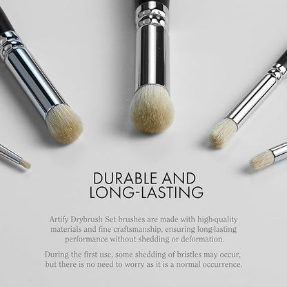 ARTIFY Drybrush Set with Dampening Pad and Brush Soap: 5 Sizes Professional-Grade Dry Brush for Effortless Miniature & Model Painting - Hobby Paint Brushes for Tabletop & Wargames Miniatures