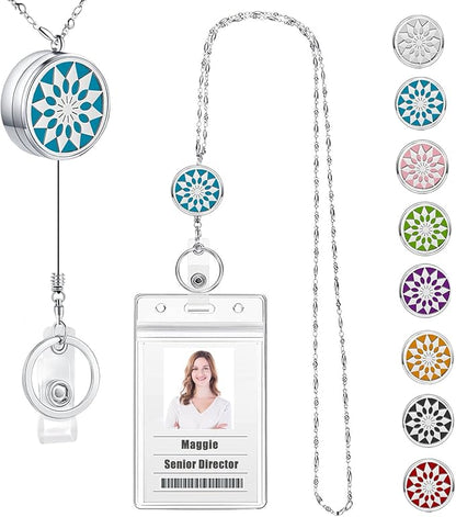 Retractable ID Badge Holder Lanyards for Women Cute Badge Reels Retractable Nurse Accessories for Work Jewelry Essential Oil Necklace Teacher Lanyard Employees Appreciation Gifts Sunflower