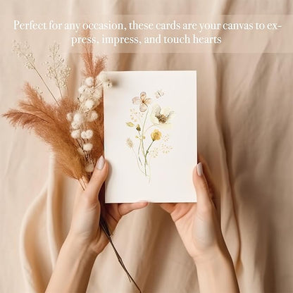 Blank Cards,Blank Greeting Cards 4x6,40Pack -Elegant Floral Design Blank Greeting Cards,Note Cards with Matching Peel-and-Seal Rustic Envelopes