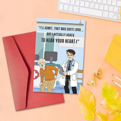 Funny Birthday Card for Him, Old Age Birthday Gift for Dad Husband Grandfather, Fathers Day Card for Man, Birthday Gift Idea for 50th, 60th, 70th, Hear Your Fart