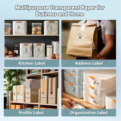 Transparent Thermal Label Paper, Round Multi-Purpose Label for Phomemo M110/M220/M120/M150/M250/M221 Label Printer, Self-Adhesive Thermal Printer Paper, 1.57"x1.18"(40x30mm) 180 Labels/Roll, Clear