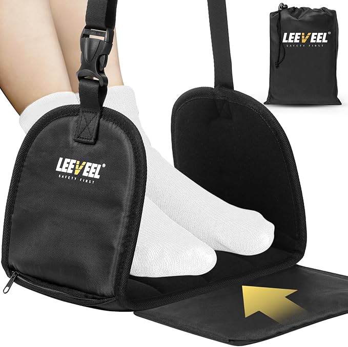 Foot Hammock for Plane Travel,Portable Airplane Foot Rest with Memory Foam and Hardboard,Adjustable Airplane Foot Hammock,Airplane Travel Essentials (Storage Bag Packaging)