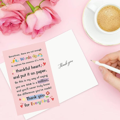 Thank You Card for Friend, Appreciation Cards for Boss Coworker, Poem Thank You Card Gift for Teacher, Sweet Friendship Cards for Him Her, One in A Million