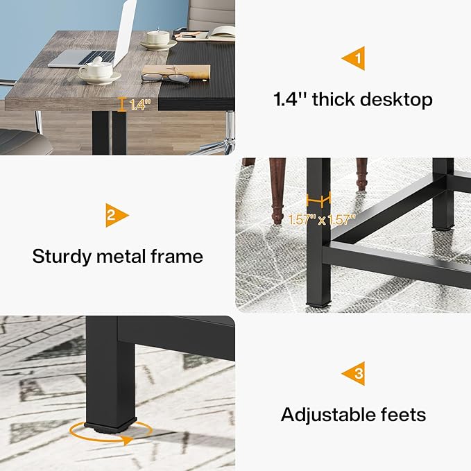 LITTLE TREE 6.5 Ft Conference Table, Modern Black Rectangle 78.74" L X 39.2" W X 29.52" H Wood Seminar Table for Office, Conference Room, 2 Separate Piece